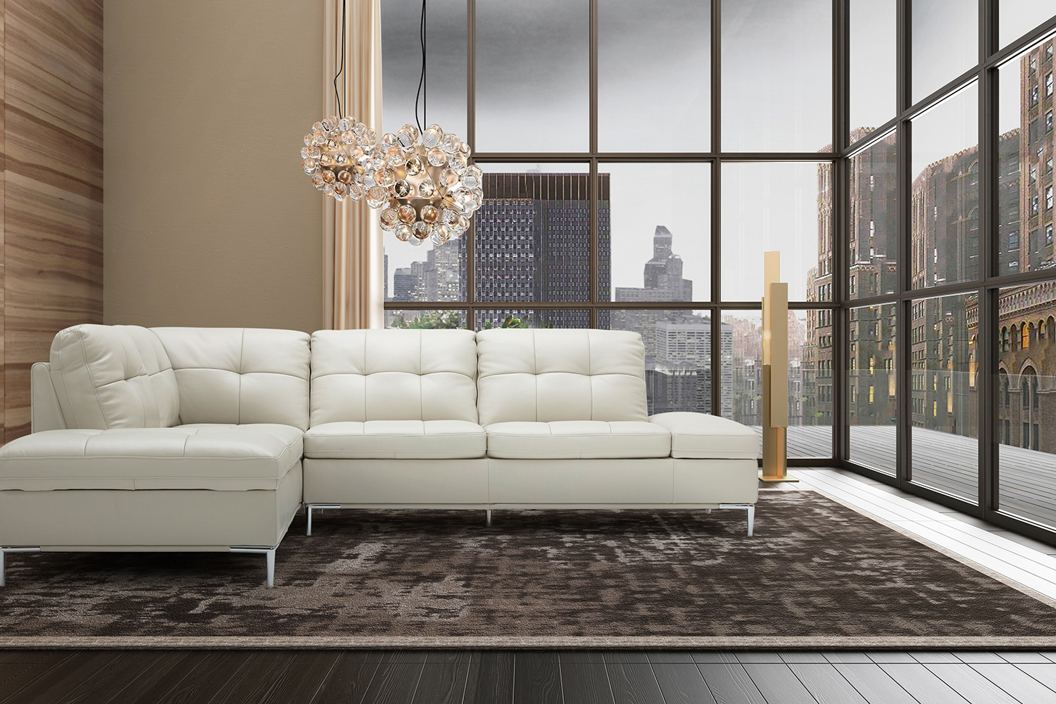 J&M Leonardo Sectional - Left Hand Facing, Silver Gray