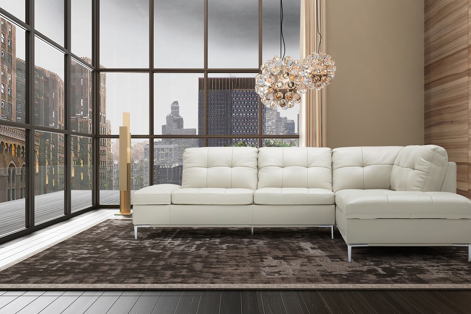 J&M Leonardo Sectional - Right Hand Facing, Silver Gray