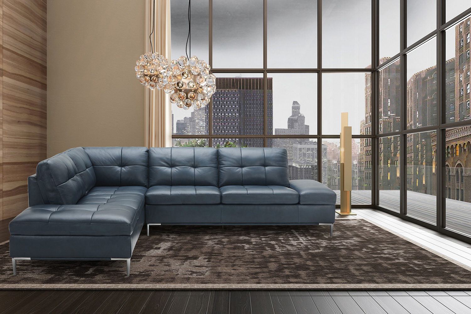 J&M Leonardo Sectional - Left Hand Facing, Blue