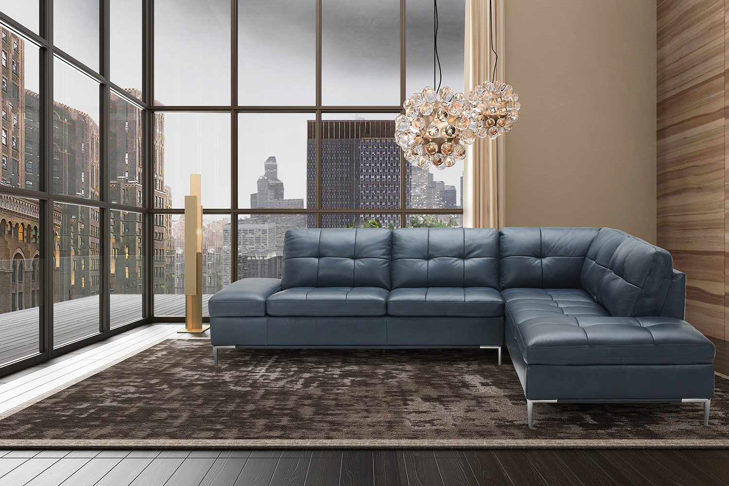 J&M Leonardo Sectional - Right Hand Facing, Blue