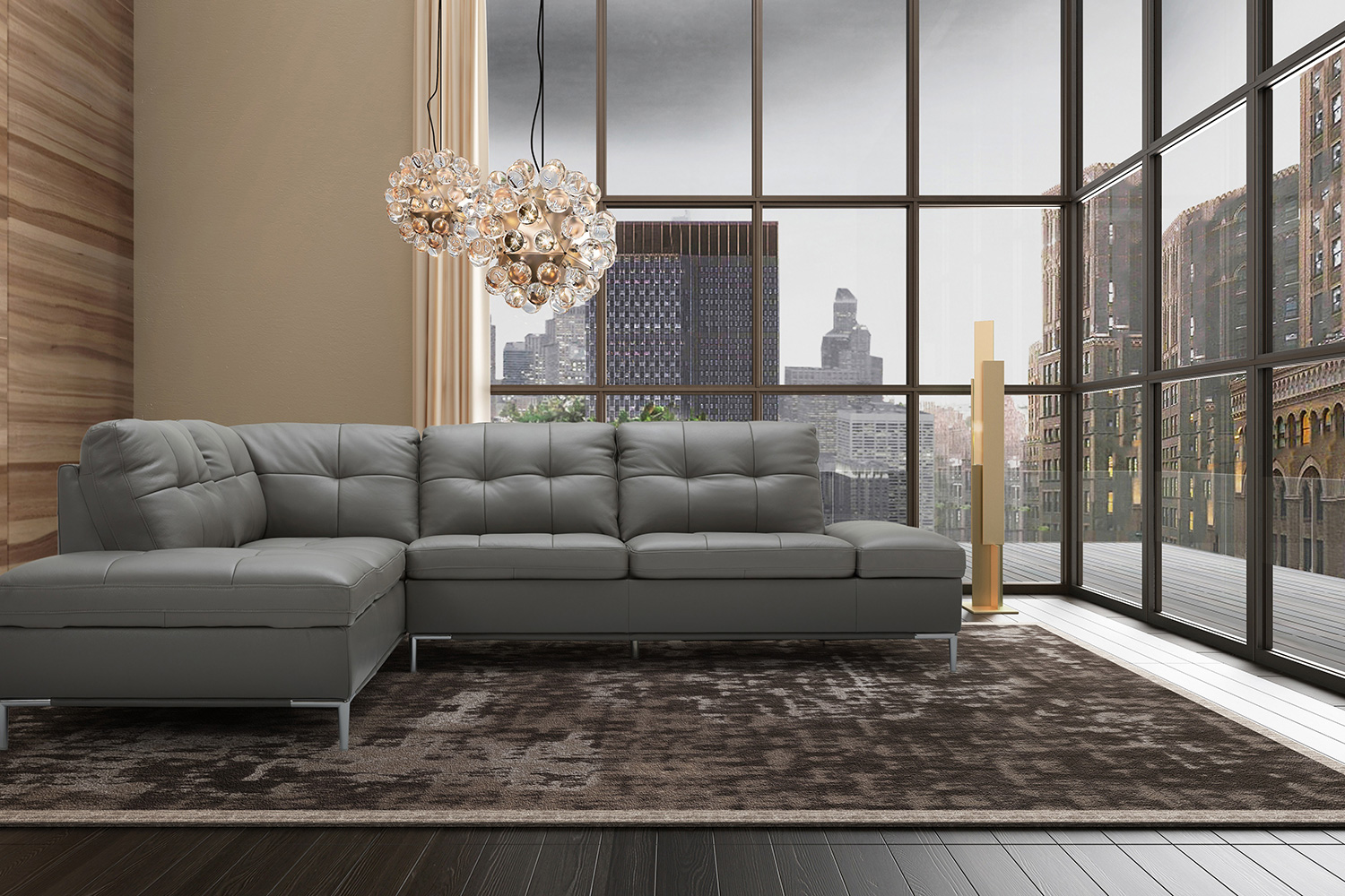 J&M Leonardo Sectional - Left Hand Facing, Gray