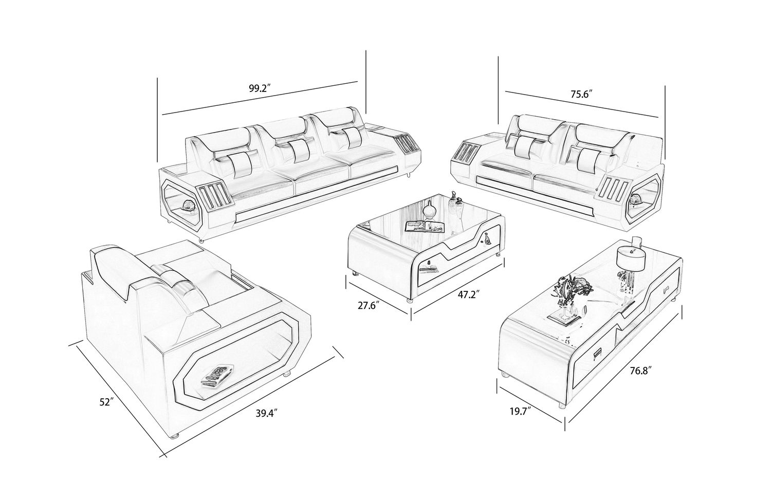 Jubilee - Artica Sofa Set with Adjustable Headrest