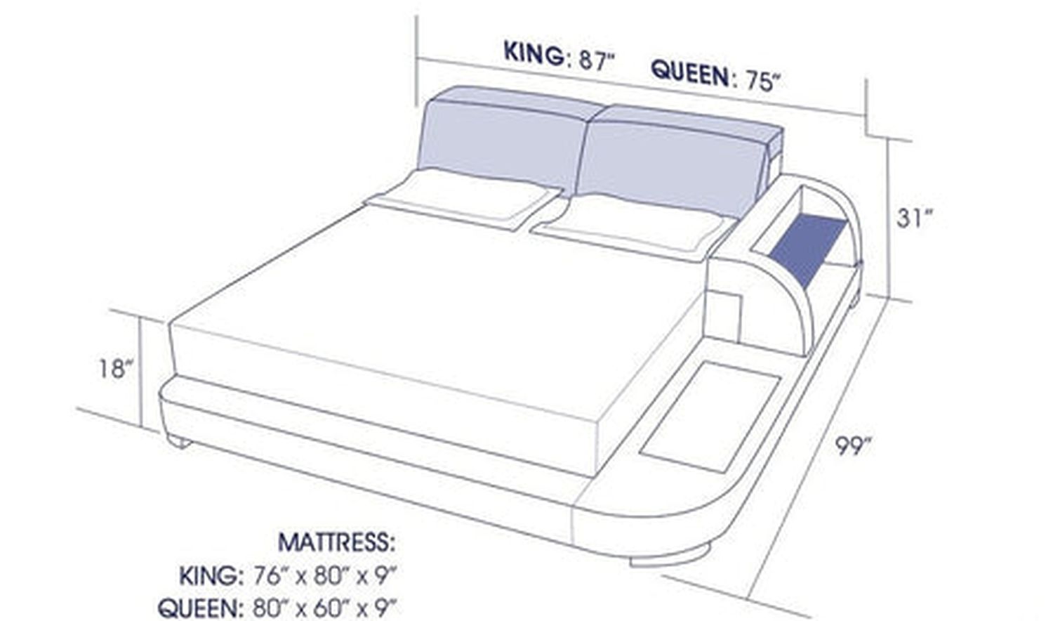 Jubilee - Braided Right Hand Facing Platform Bed with Storage