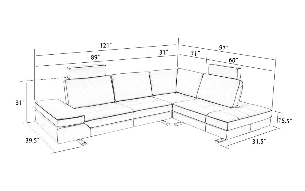 Jubilee - Vegas Right Facing Sectional with Adjustable Headrest