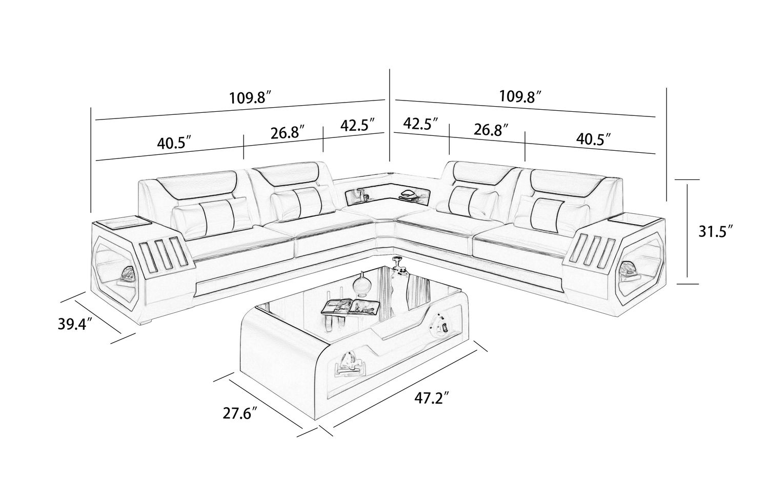 Jubilee - Omont Corner Sectional with Led