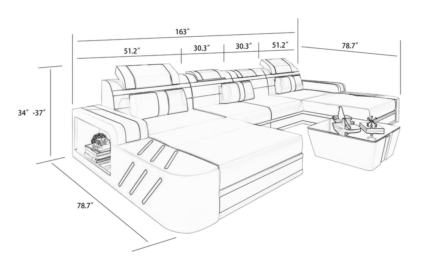 Jubilee - Ralutic Xl Sectional with Adjustable Headrest