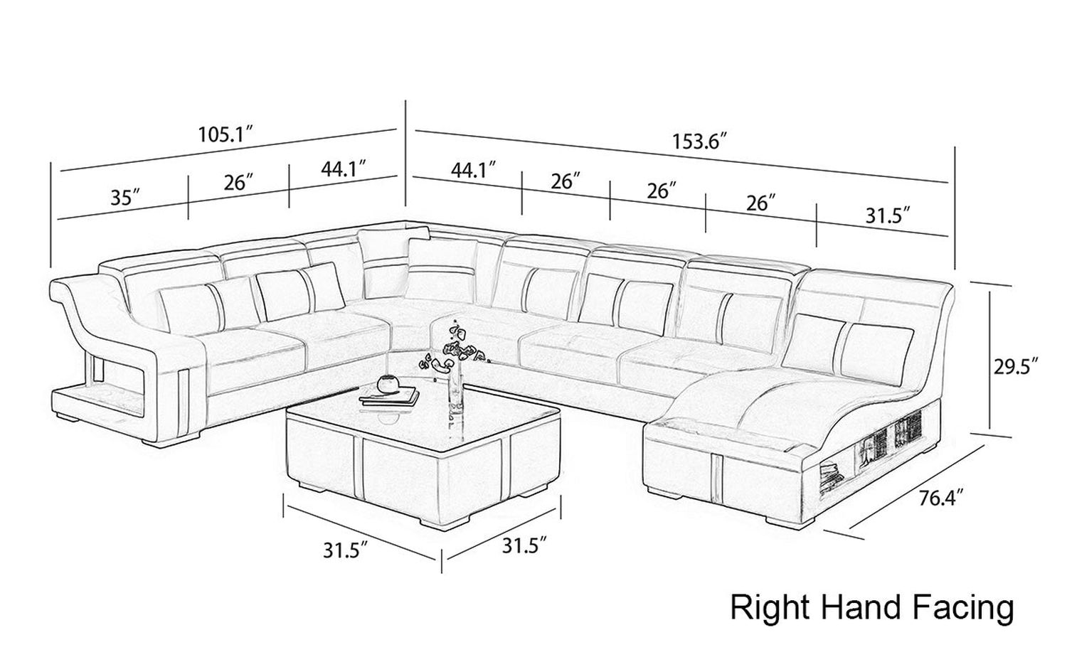 Jubilee - Lisa Modern U-Shape Right Hand Facing Sectional