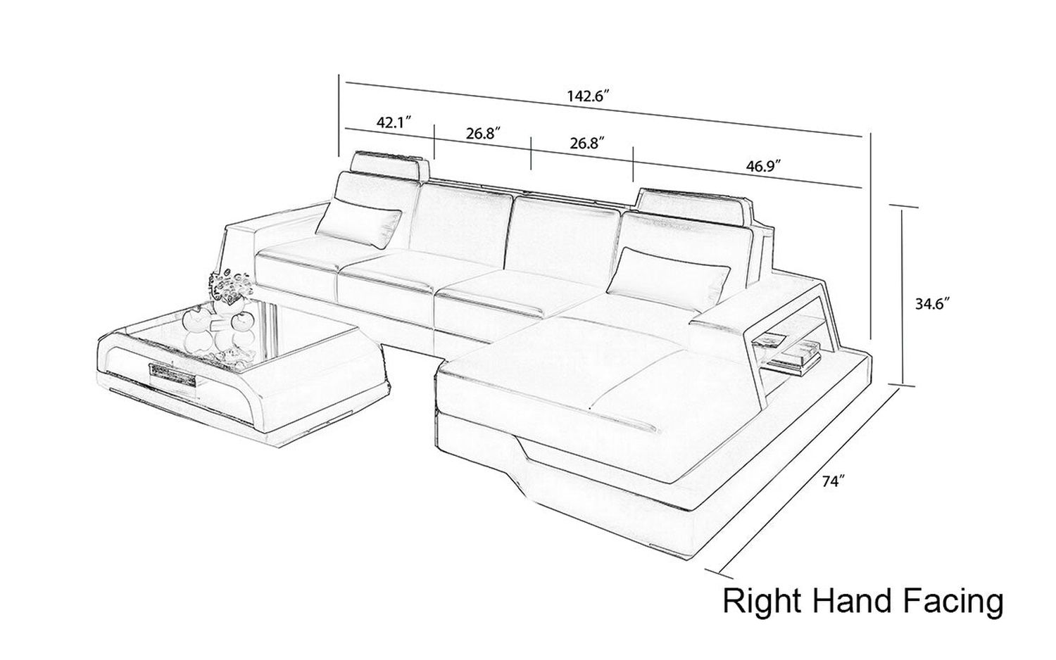 Jubilee - Civia Small Right Hand Facing Sectional with Side Storage