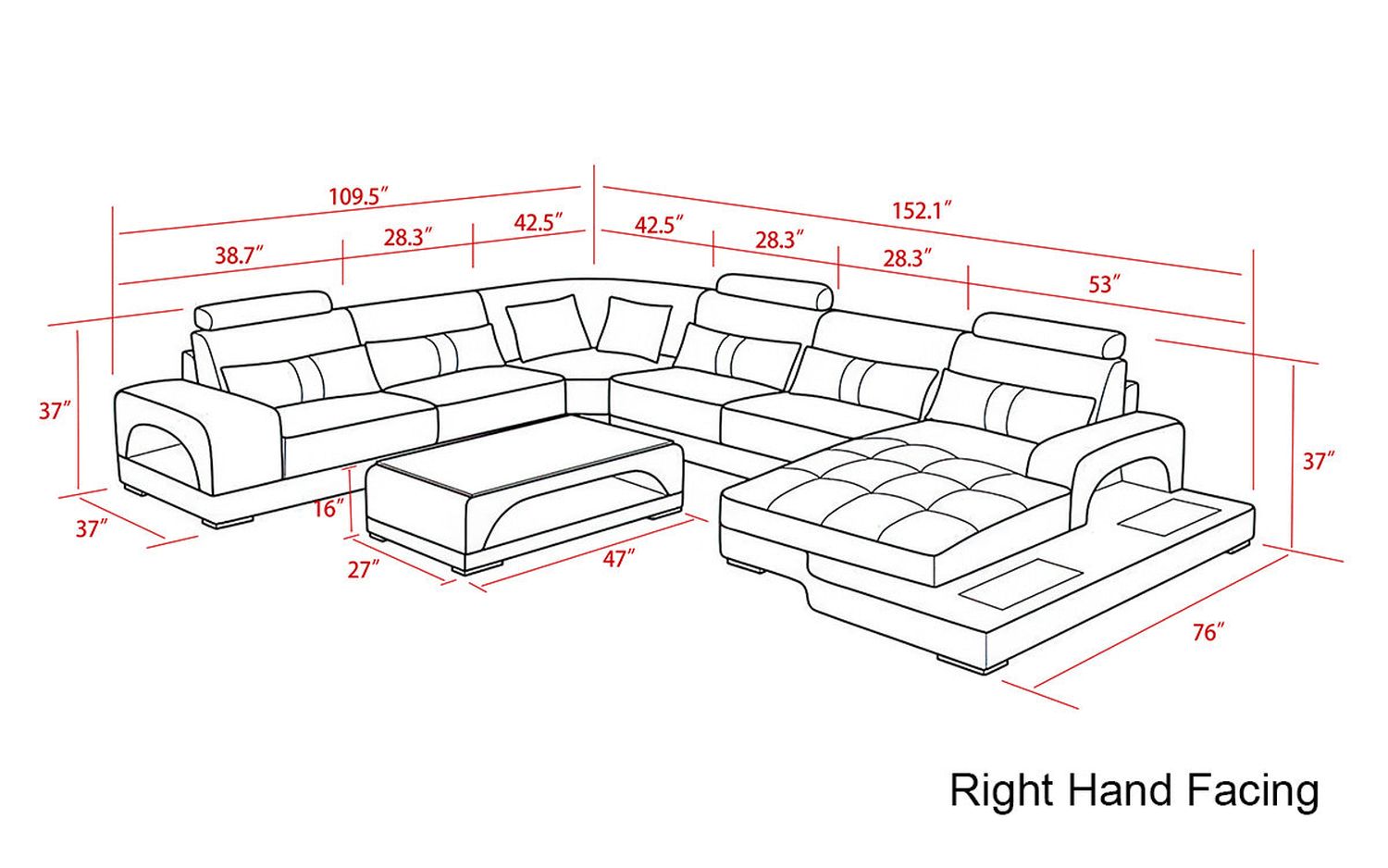 Jubilee - Mequon Large Right Hand Facing Sectional with Leds