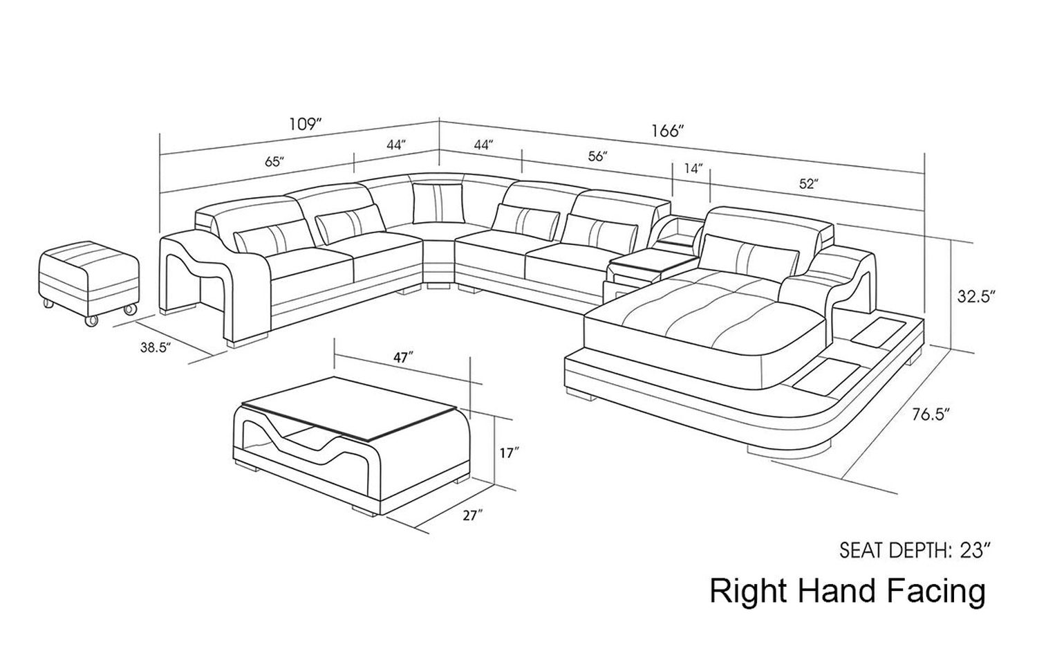 Jubilee - Sydney Large Right Hand Facing Sectional with Side Table