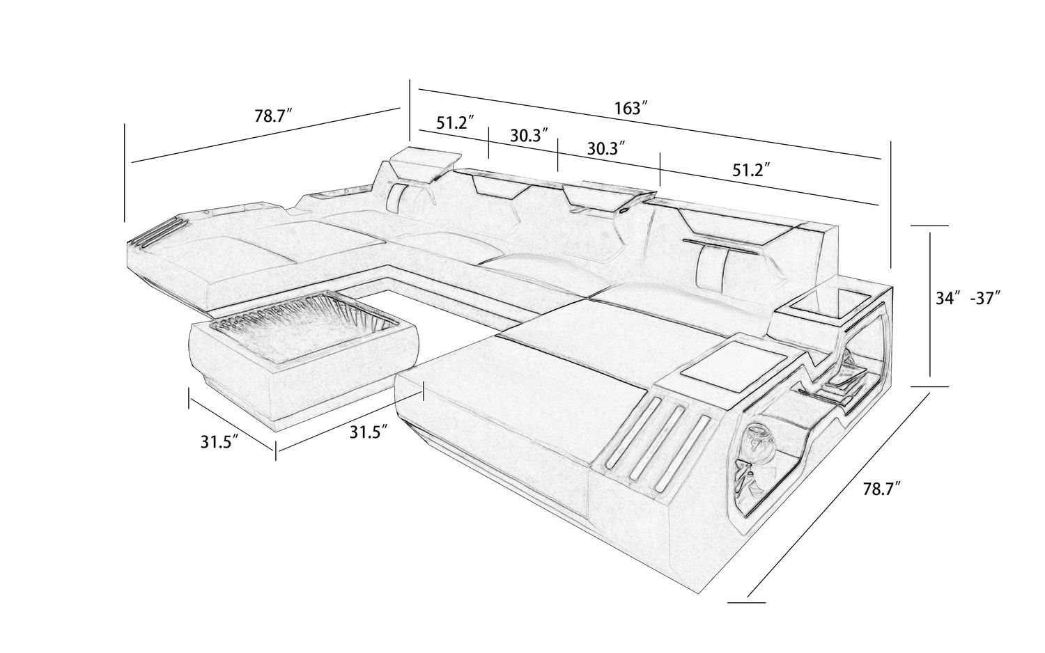 Jubilee - Sahara Xl Sectional with Side Storage