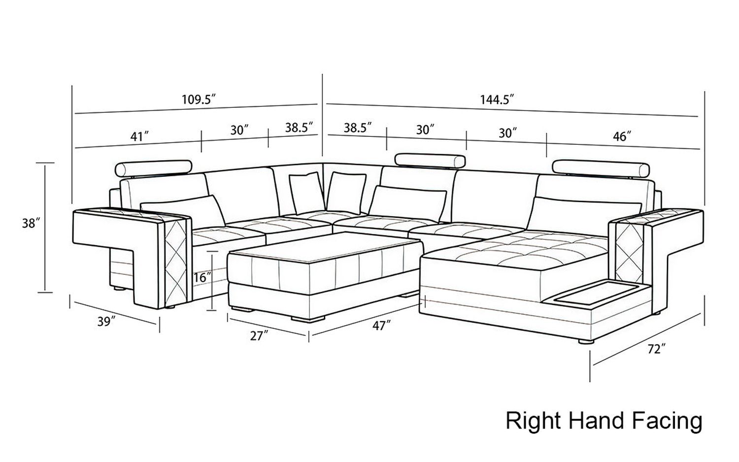 Jubilee - Cuko Modern Large Right Hand Facing Sectional with Led