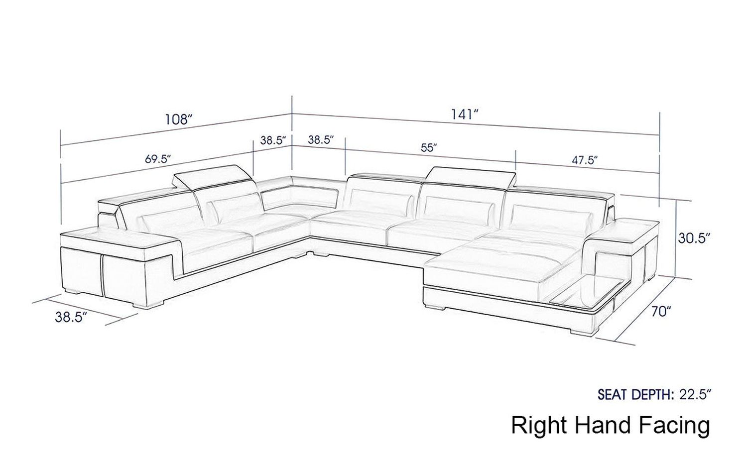 Jubilee - Perrault Right Hand Facing Sectional with Adjustable Headrest