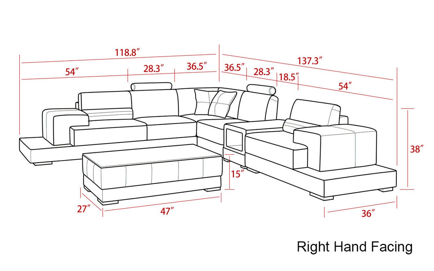 Jubilee - Shahzaib Right Hand Facing Sectional with Console