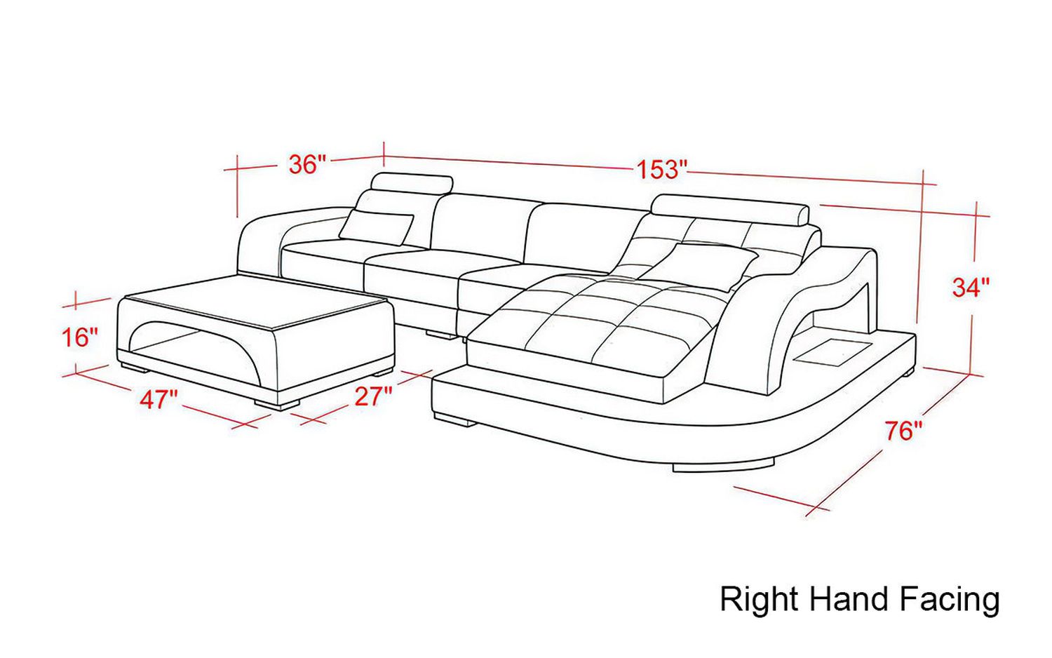 Jubilee - Occasional Small Right Hand Facing Sectional with Adjustable Headrest