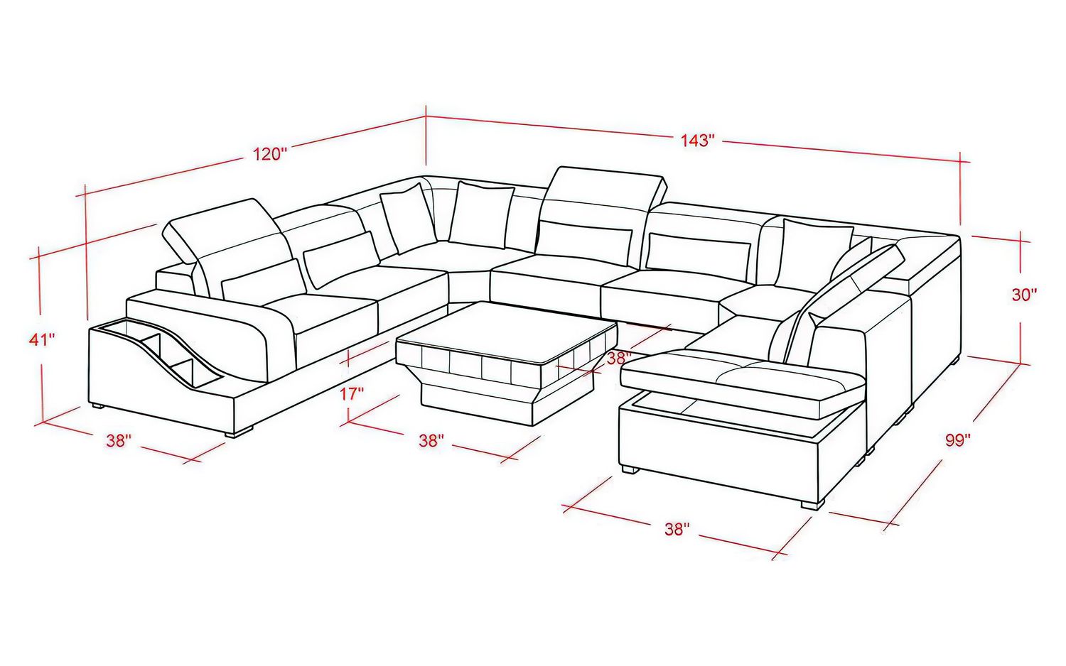 Jubilee - Charlotte Sectional with PopUp Storage