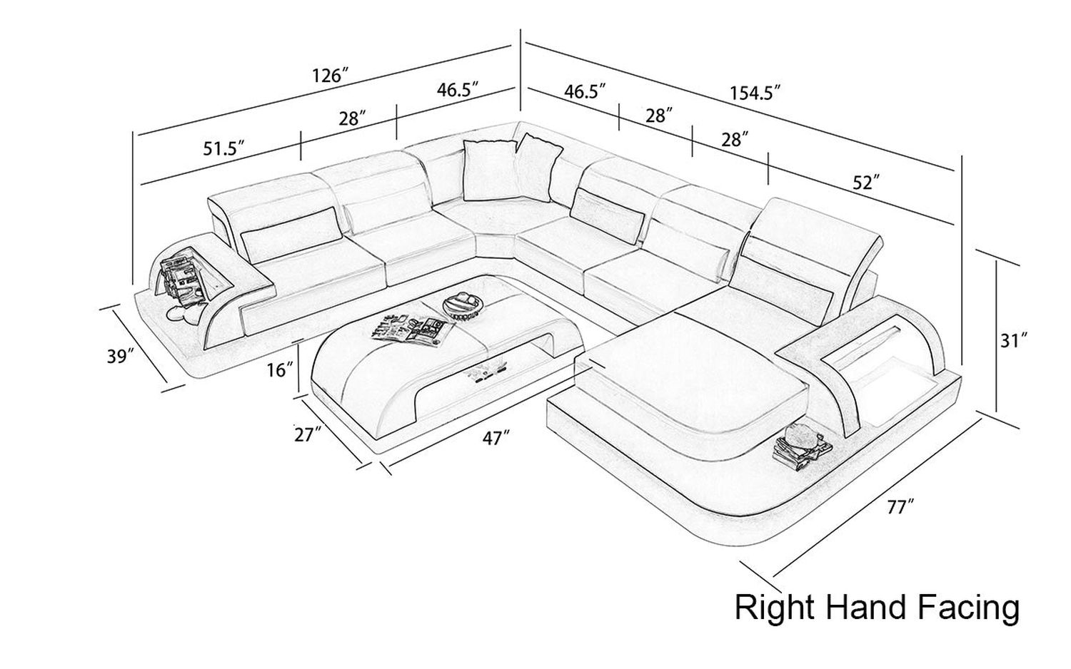 Jubilee - Molinaro Right Hand Facing Sectional with Adjustable Headrest