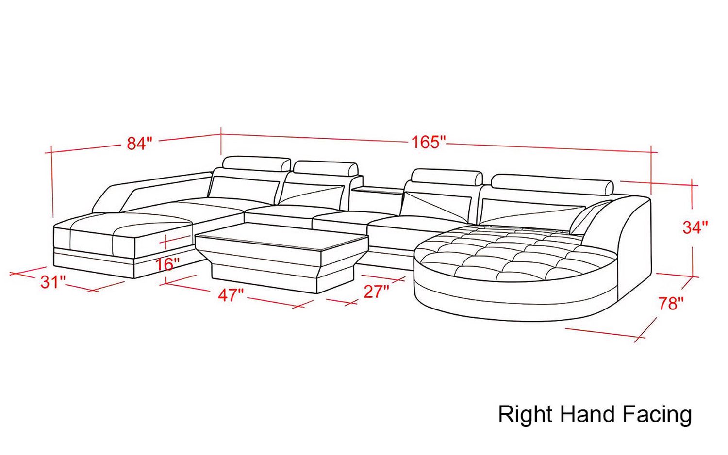 Jubilee - Lilo Right Hand Facing Sectional with Shape Chaise