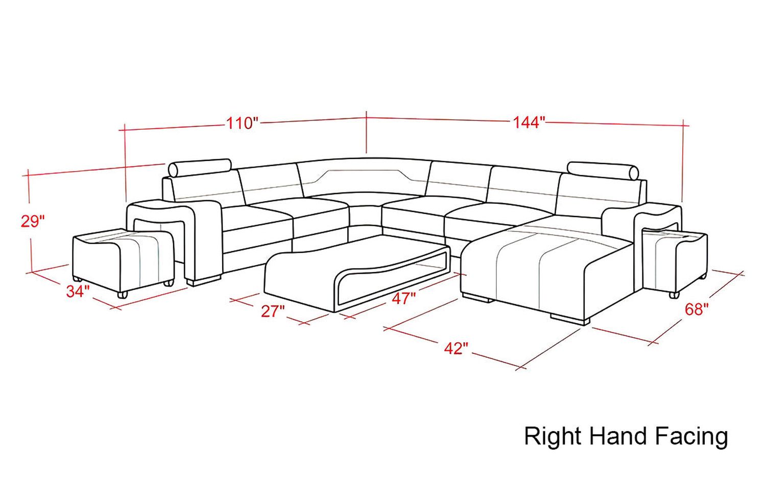 Jubilee - Sunnydale Large Right Hand Facing Sectional with Ottomans