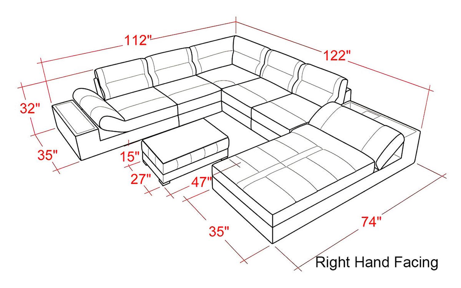 Jubilee - Thataway Modern Right Hand Facing Sectional with Storage