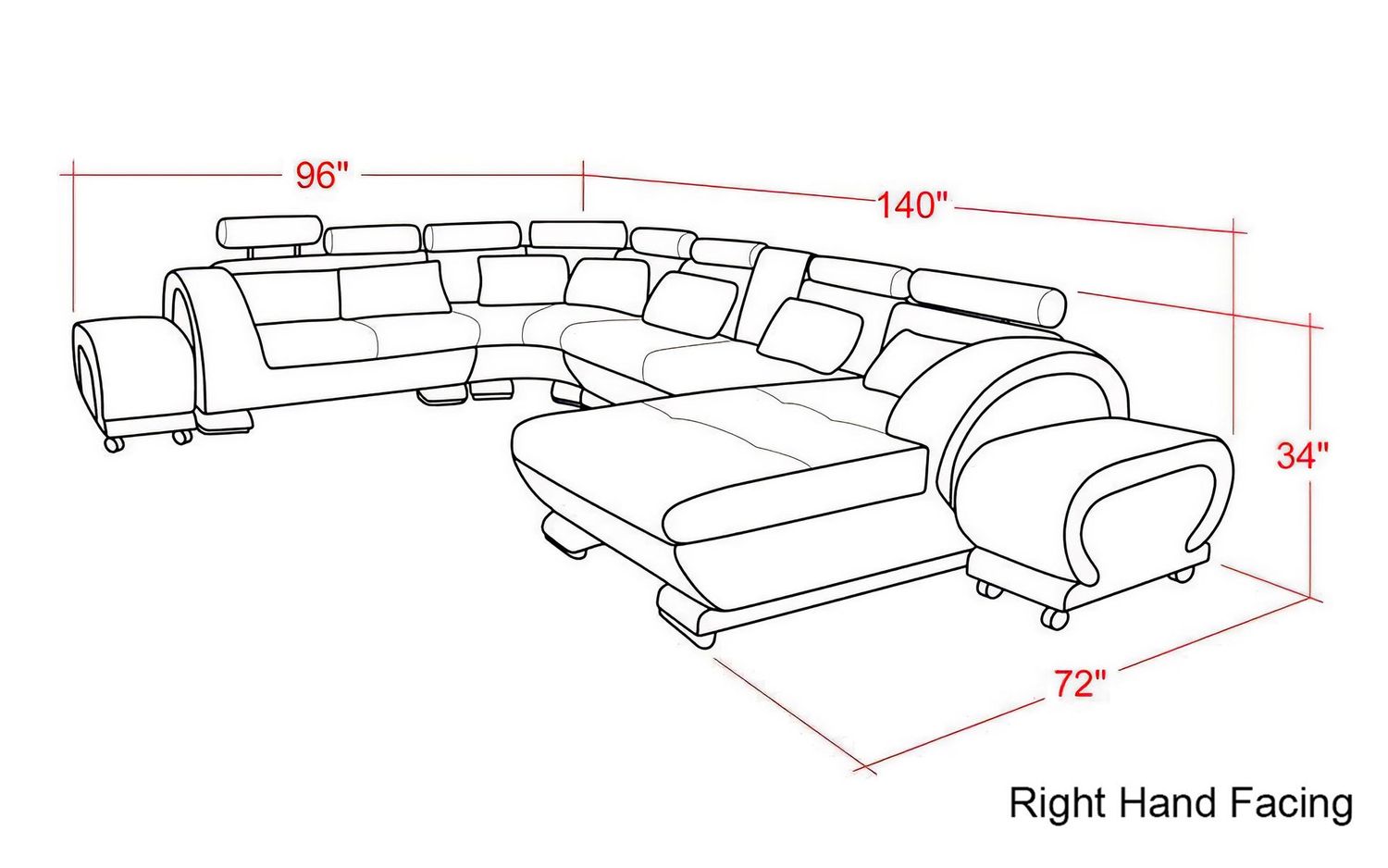 Jubilee - Angle Right Hand Facing Sectional with Adjustable Headrest