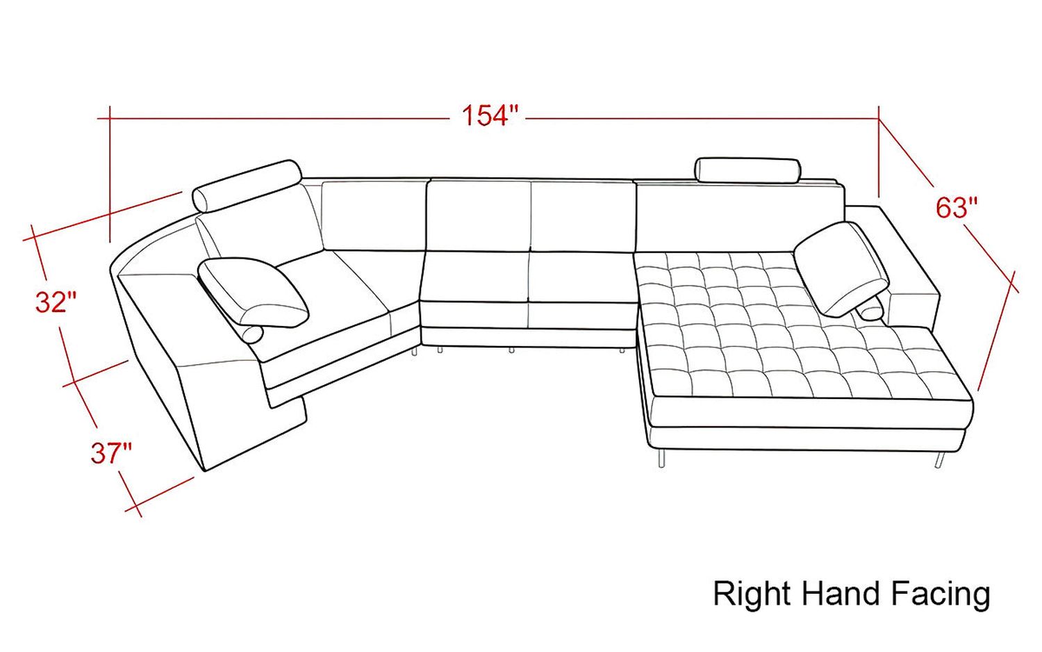 Jubilee - Lyric Small Right Hand Facing Sectional with Tufted Chaise