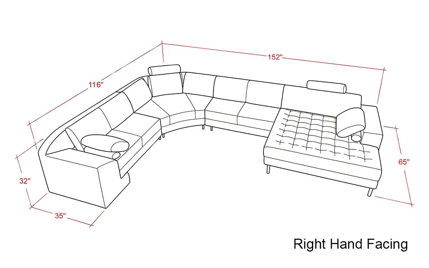 Jubilee - Torin Large Right Hand Facing Sectional with Tufted Chaise