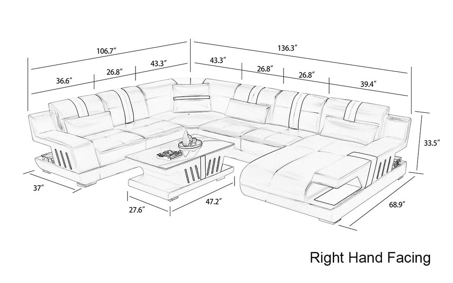 Jubilee - Yuli Modern U-Shape Right Hand Facing Sectional