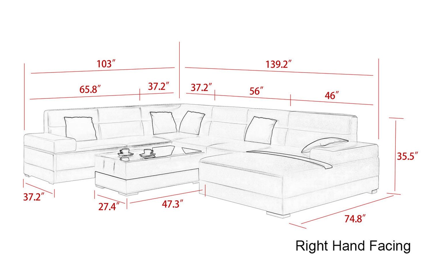 Jubilee - Zeal Modern U-Shape Right Hand Facing Sectional