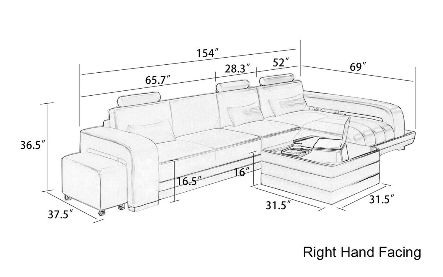 Jubilee - Heather Small Modern Right Hand Facing Sectional with Chaise