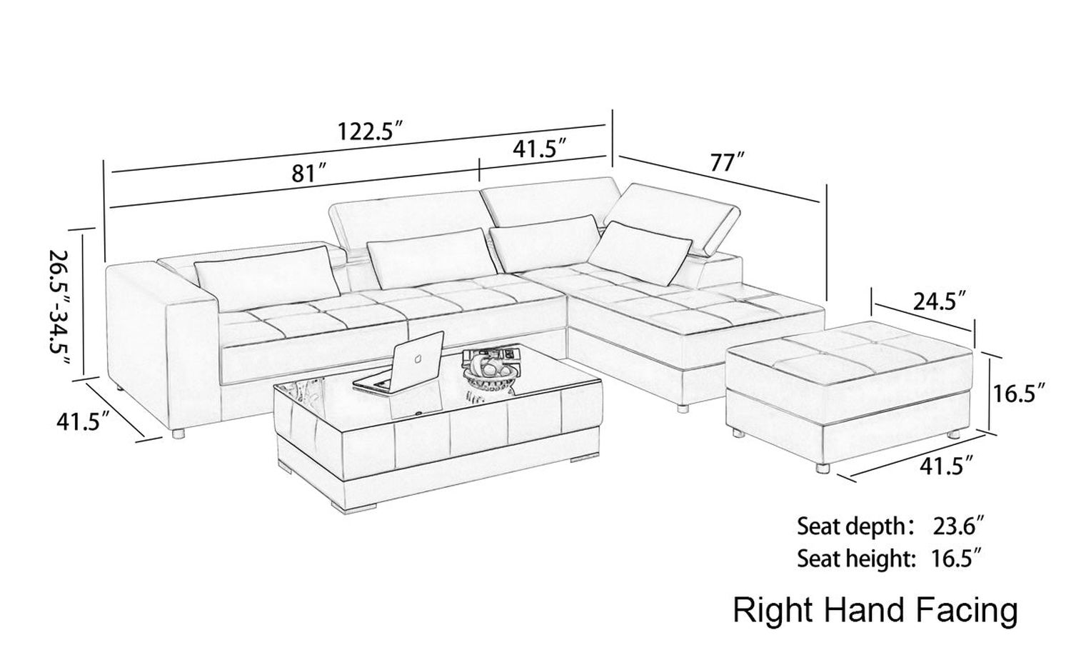 Jubilee - Erial Modern Right Hand Facing Sectional