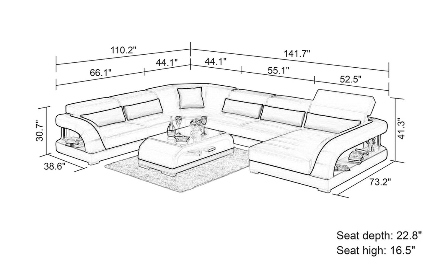 Jubilee - Monte Modern U-Shape Right Hand Facing Sectional