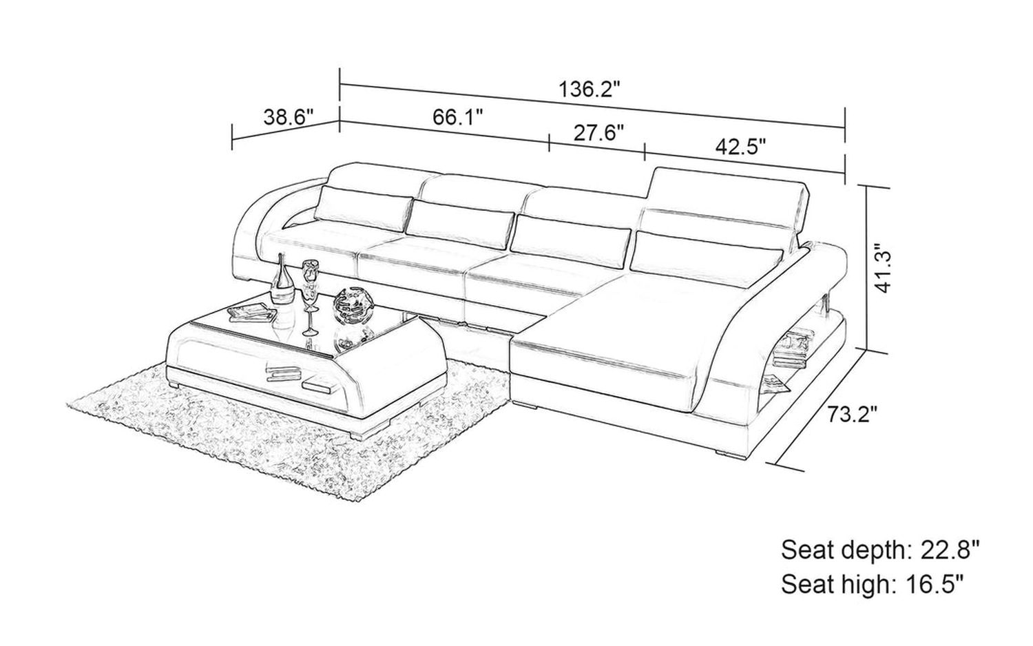 Jubilee - Monte Small Modern Right Hand Facing Sectional