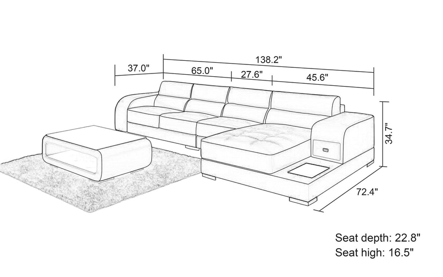 Jubilee - Poris Small Modern Right Hand Facing Sectional