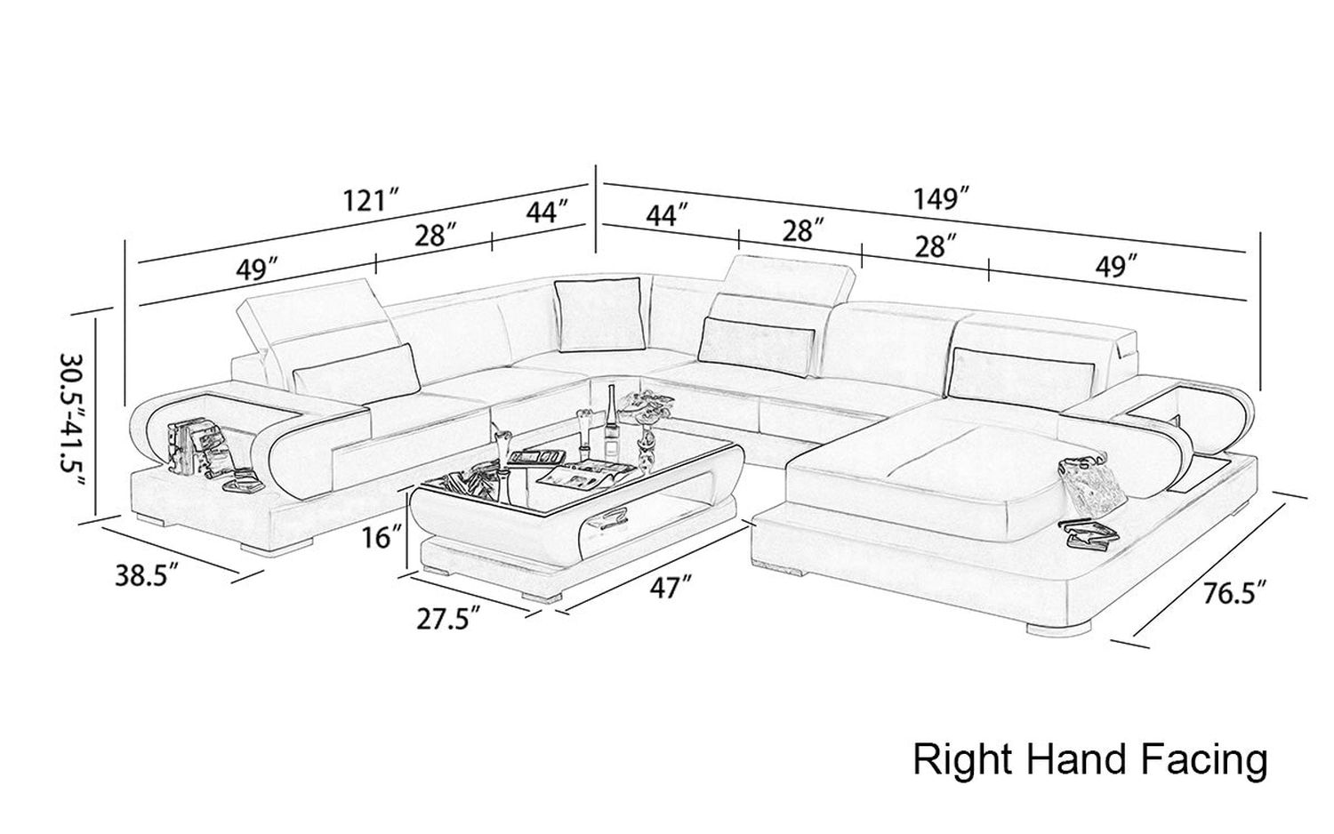 Jubilee - Ezrael Modern U-Shape Right Hand Facing Sectional