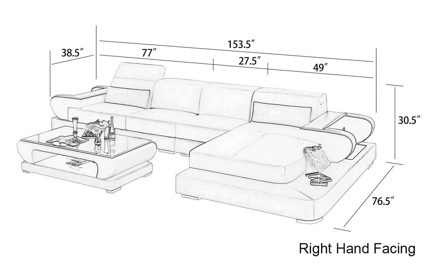 Jubilee - Ezrael Small Modern Right Hand Facing Sectional