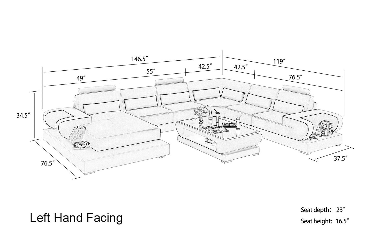 Jubilee - Mirak Modern U-Shape Right Hand Facing Sectional