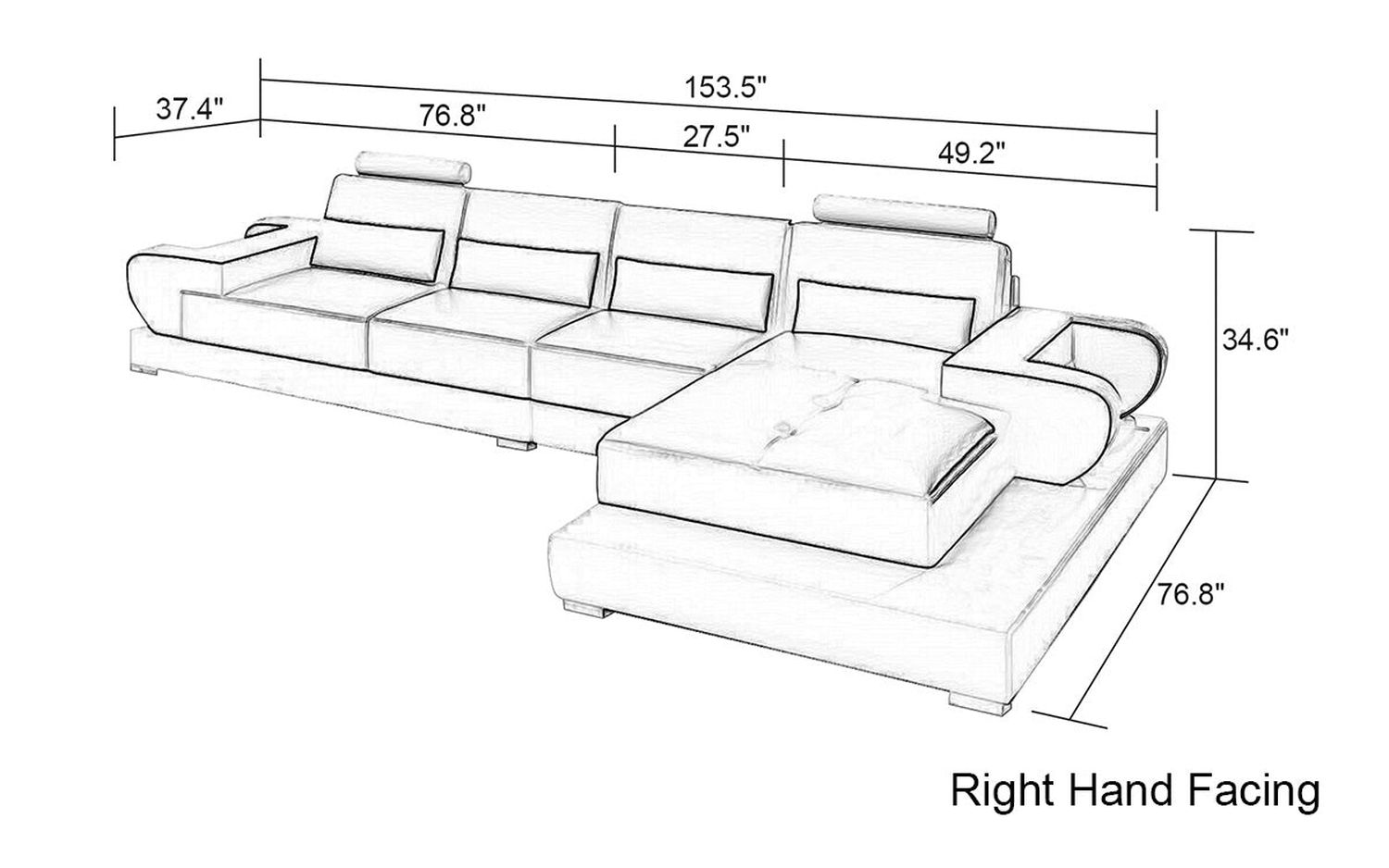 Jubilee - Mirak Small Modern Right Hand Facing Sectional