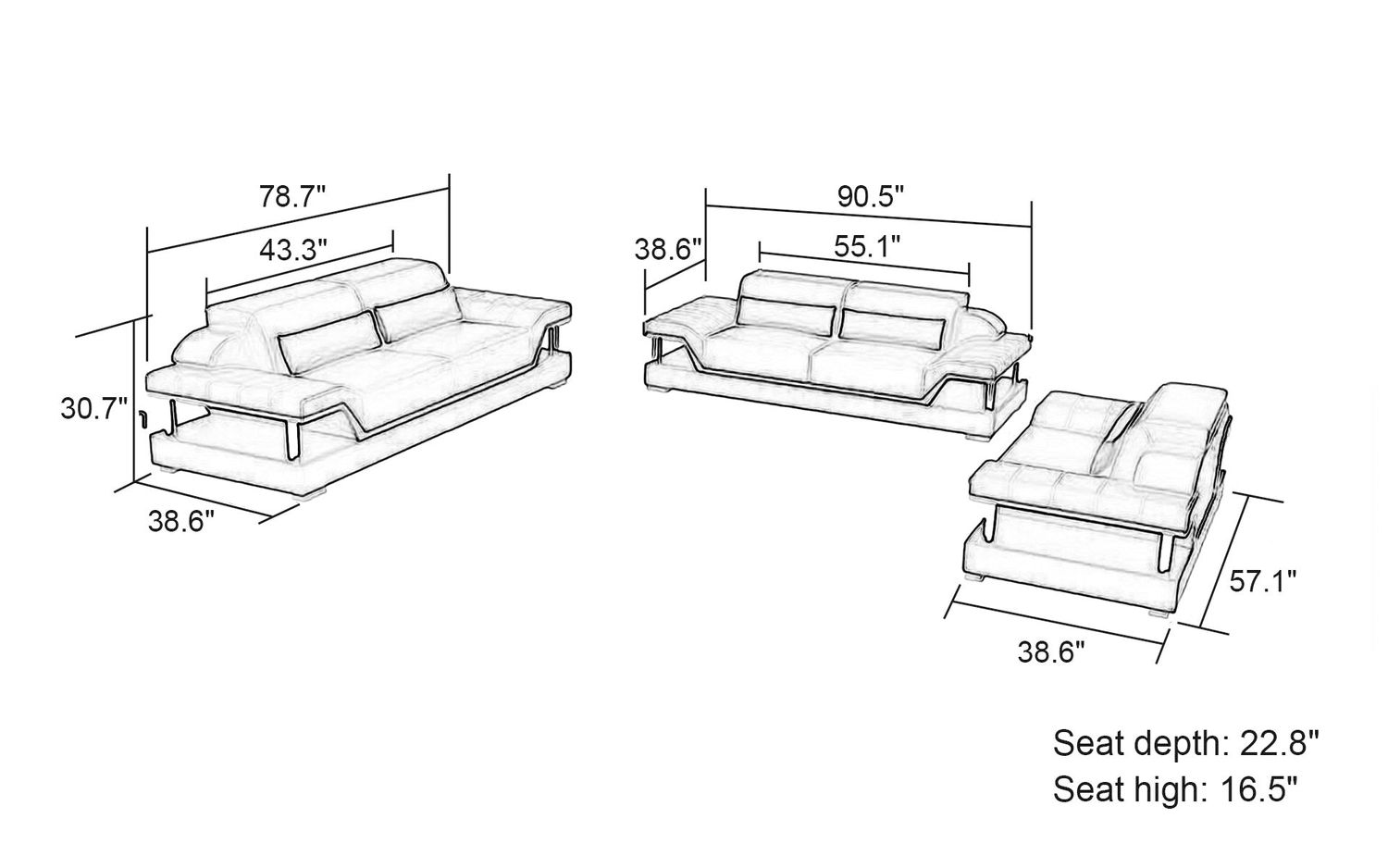 Jubilee - Taliya Sofa Set with Adjustable Headrest