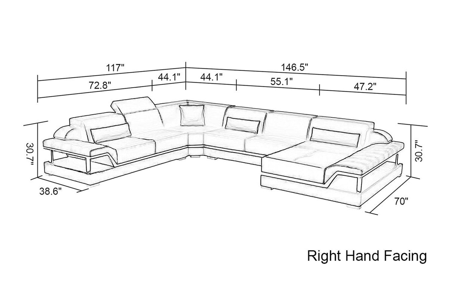 Jubilee - Taliya Modern U-Shape Right Hand Facing Sectional