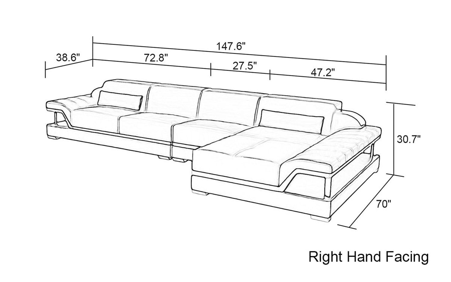 Jubilee - Taliya Small Modern Right Hand Facing Sectional