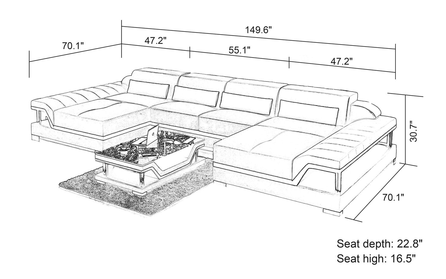 Jubilee - Taliya Small Modern U-Shape Sectional