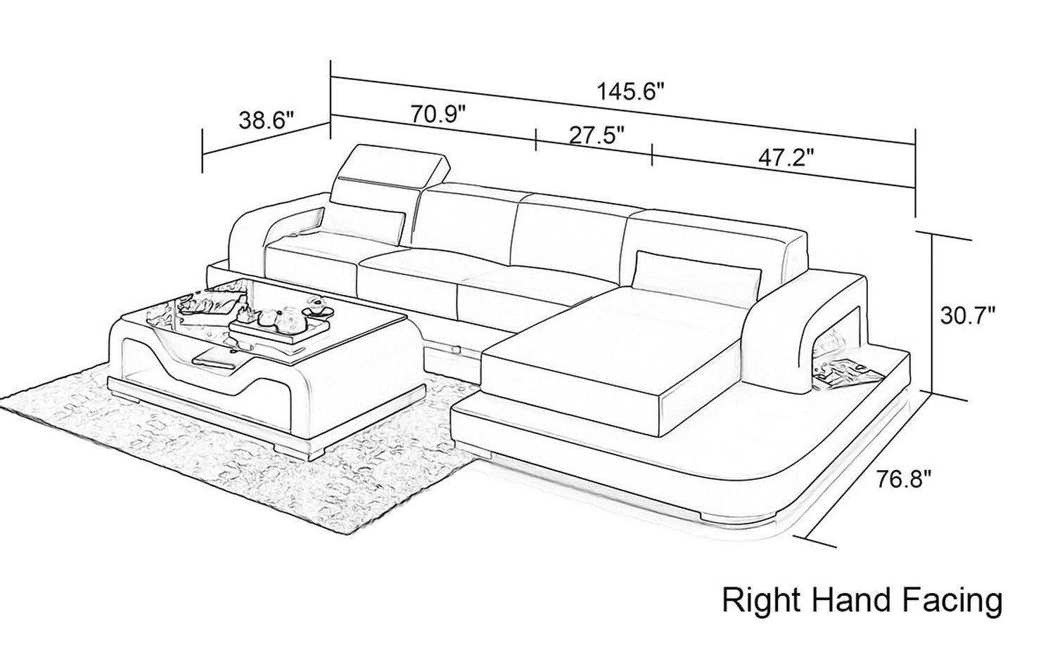 Jubilee - Gara Small Modern Right Hand Facing Sectional