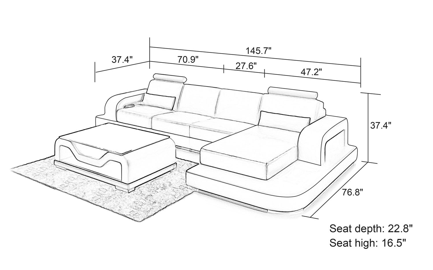 Jubilee - Tara Small Modern Right Hand Facing Sectional