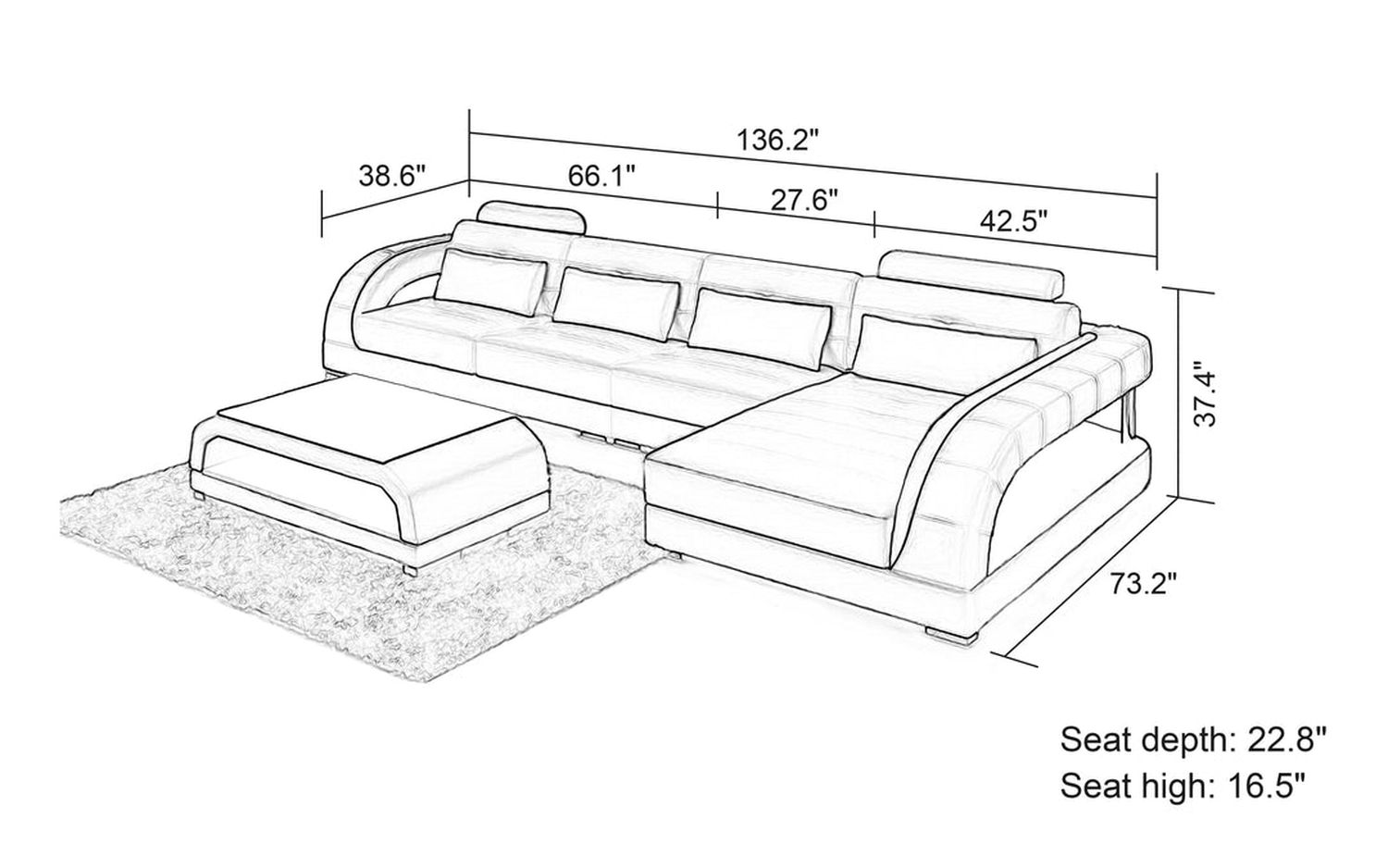 Jubilee - Lacus Small Modern Right Hand Facing Sectional