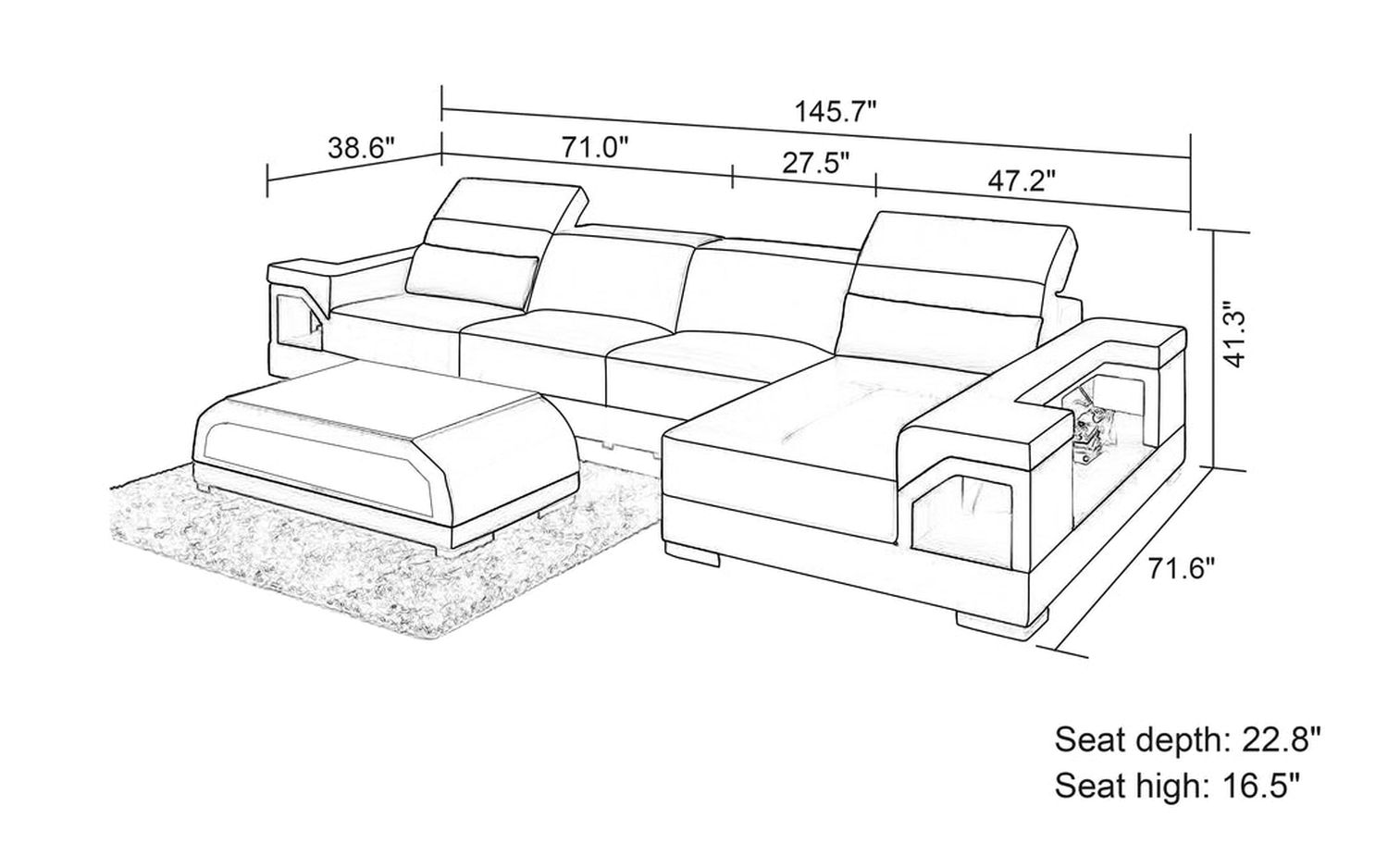 Jubilee - Edwin Small Modern Right Hand Facing Sectional