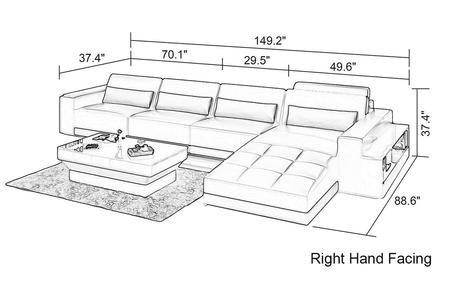 Jubilee - Silian Small Modern Right Hand Facing Sectional