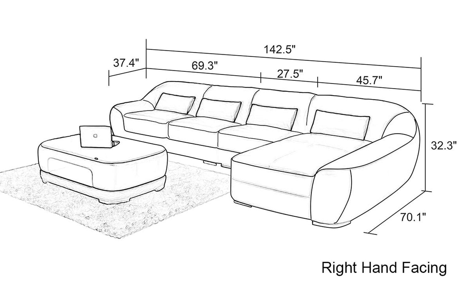 Jubilee - Semira Small Modern Right Hand Facing Sectional