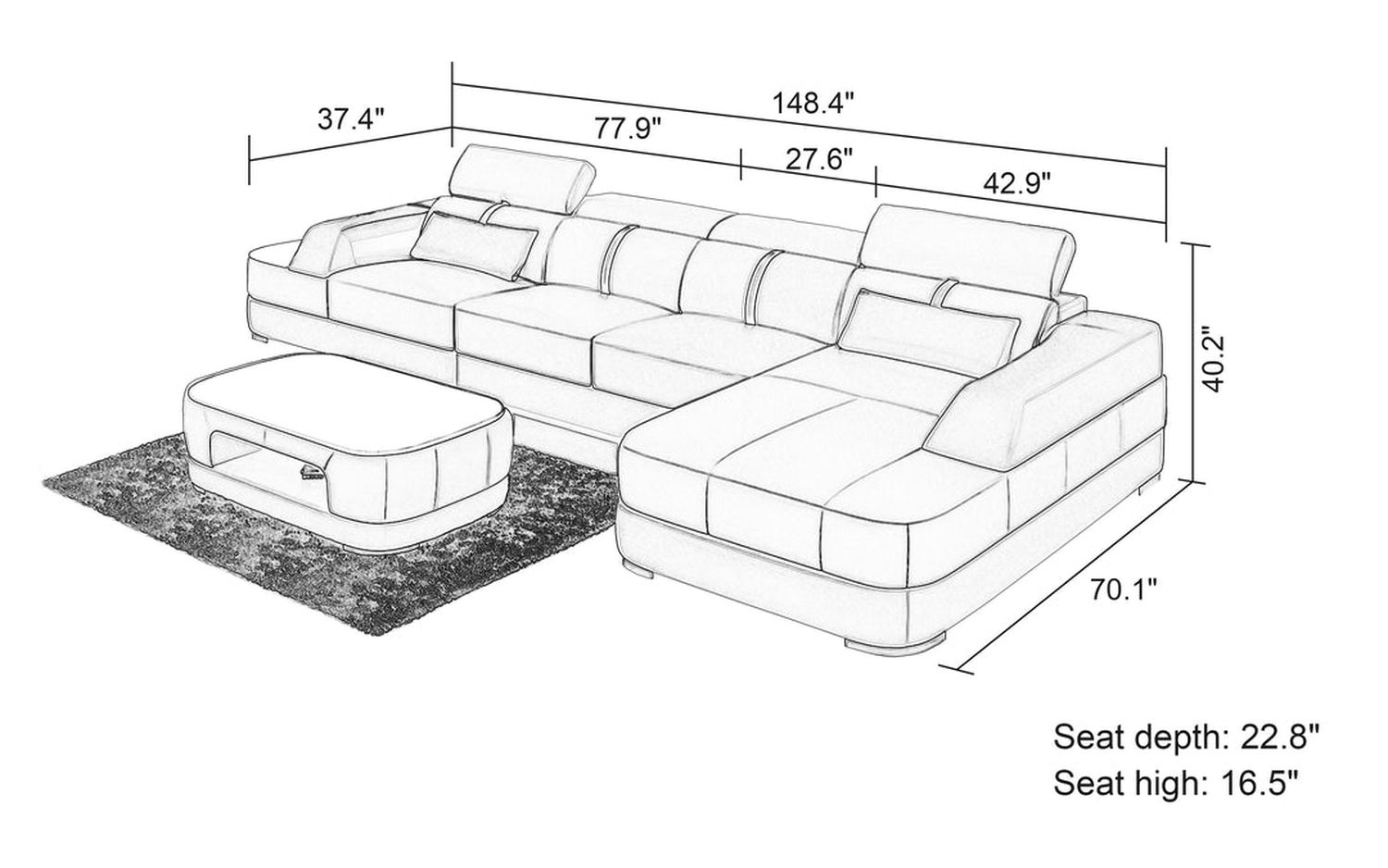 Jubilee - Grimdale Small Modern Right Hand Facing Sectional