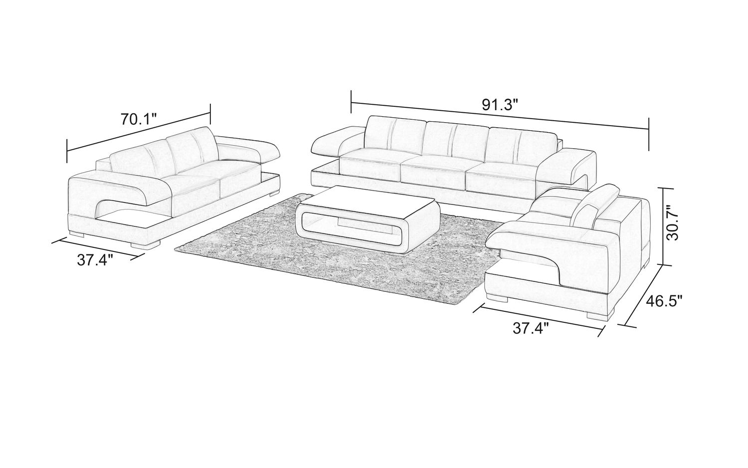 Jubilee - Elza Modern Sofa Set